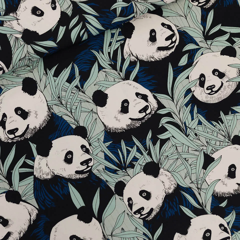 French terry katoen pandaberen - Panda Party - See you at six